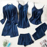 5pcs LONG SILK NIGHTY SET
